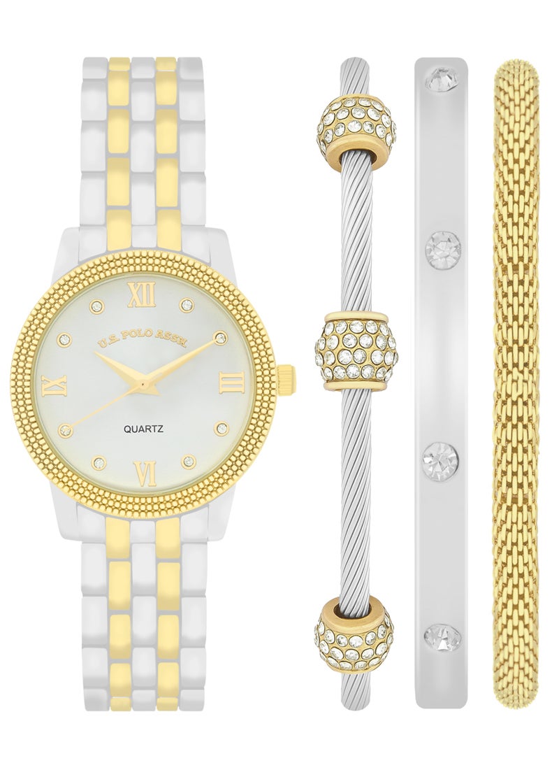 U.S. Polo Assn. Women's Quartz Analog dual-tone plated watch and bracelet set - Image 1