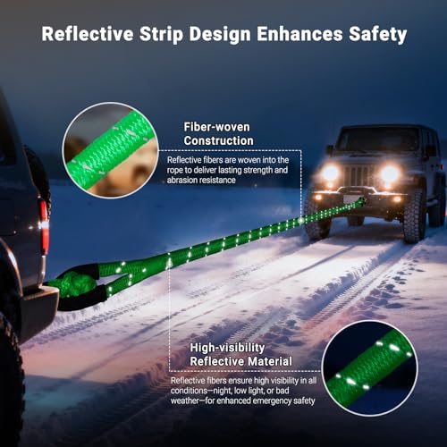 DAJOUJS Kinetic Recovery Tow Rope 5/8" x 20ft Tow Strap 36000lbs Snatch Strap with 2Pcs Soft Shackles 56000lbs Break Strength Heavy Duty Kinetic Towing Rope for Truck ATV UTV Offroad Recovery Rope Kit - Image 4