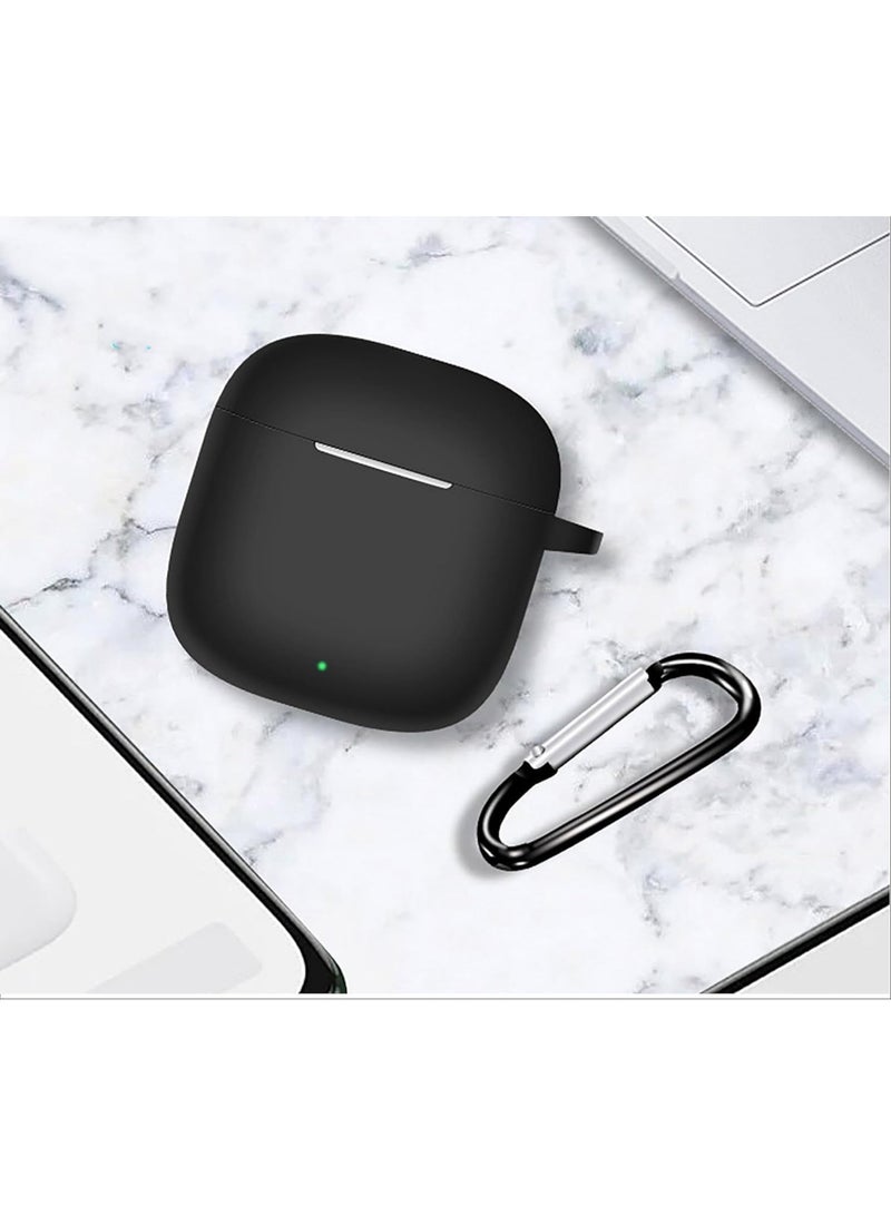 Silicone Case Compatible with Huawei FreeBuds SE 2 Earbuds, Soft Shockproof Protective Silicone Cover with Carabiner, Lightweight Anti-Scratch Earbuds Case – Black - Image 2