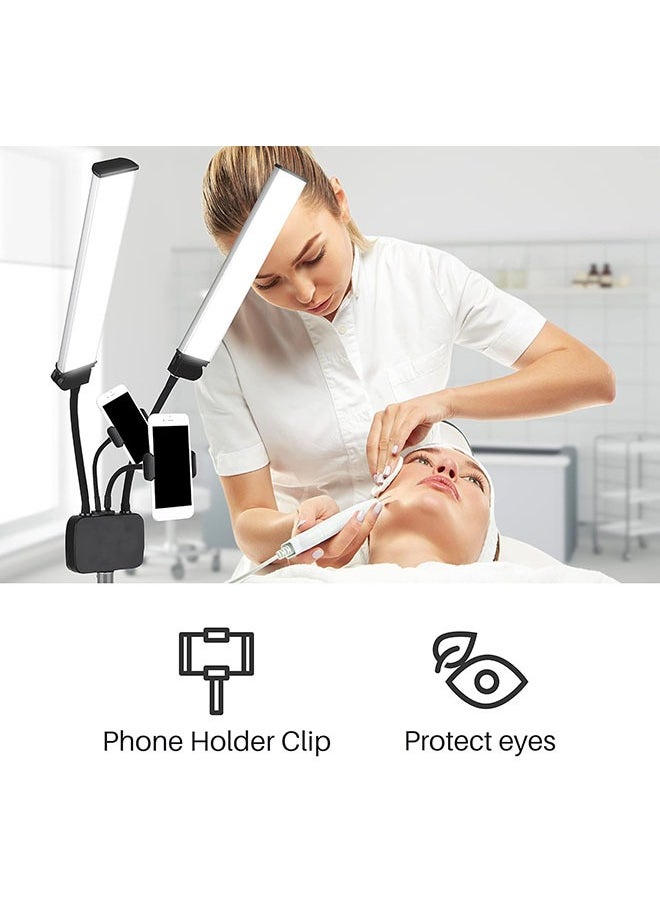 Generic - Double Arm Light 45W Double Tube Double Head Photography Light ,Esthetician Light with Tripod Stand and Phone Holder, Floor Lamp, Lash Lamp for Eyelash Extensions, Touch Switch Lash Light for Makeup, Tattoo, Photography, Selfie, Video Recording（Black） - Image 1