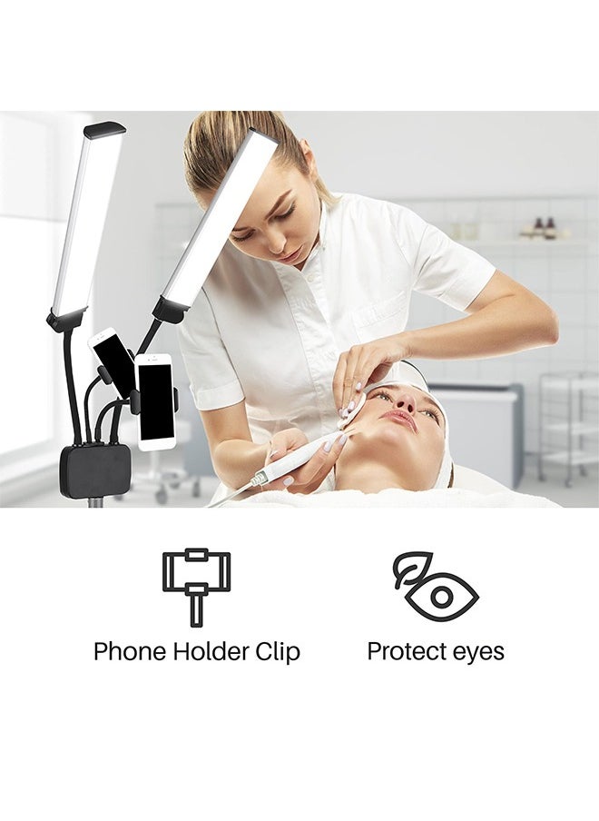 Generic - Double Arm Light 45W Double Tube Double Head Photography Light ,Esthetician Light with Tripod Stand and Phone Holder, Floor Lamp, Lash Lamp for Eyelash Extensions, Touch Switch Lash Light for Makeup, Tattoo, Photography, Selfie, Video Recording（Black） - Image 1