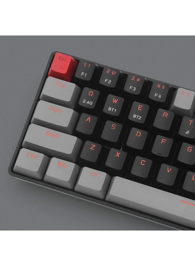 Qisan Mechanical Gaming Keyboard Dual Mode 2.4G/BT Wireless Keyboard with Red Switch Mini Design (60% keyboard) 68 Keys Computer Keyboard US Layout | Gaming Pc | Wireless Gaming Keyboard - Image 3