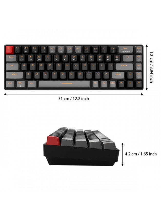 Qisan Mechanical Gaming Keyboard Dual Mode 2.4G/BT Wireless Keyboard with Red Switch Mini Design (60% keyboard) 68 Keys Computer Keyboard US Layout | Gaming Pc | Wireless Gaming Keyboard - Image 1