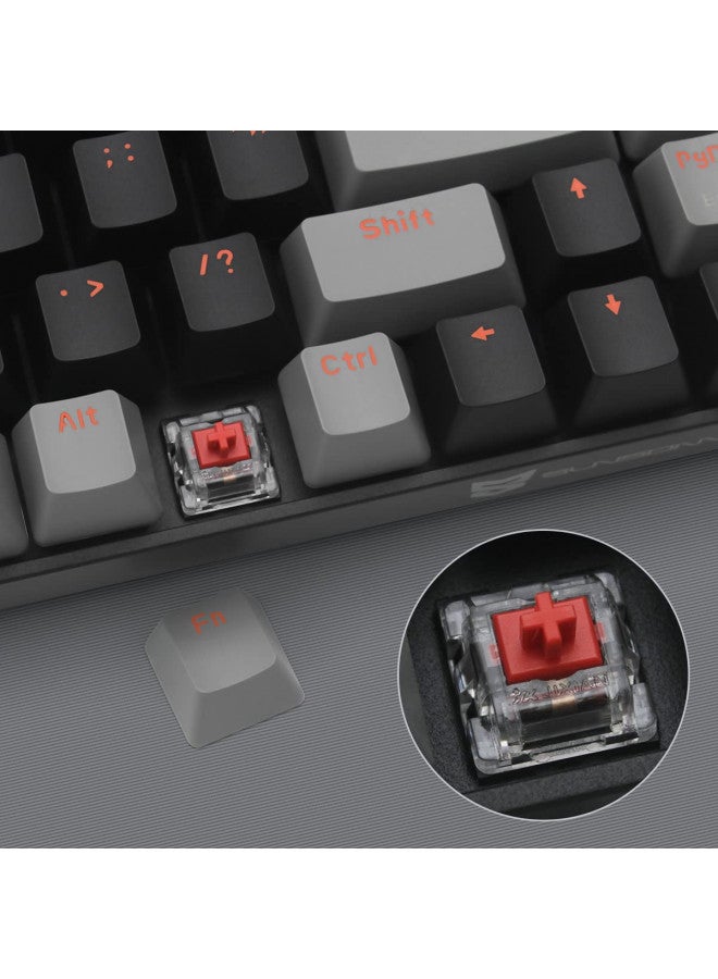Qisan Mechanical Gaming Keyboard Dual Mode 2.4G/BT Wireless Keyboard with Red Switch Mini Design (60% keyboard) 68 Keys Computer Keyboard US Layout | Gaming Pc | Wireless Gaming Keyboard - Image 2