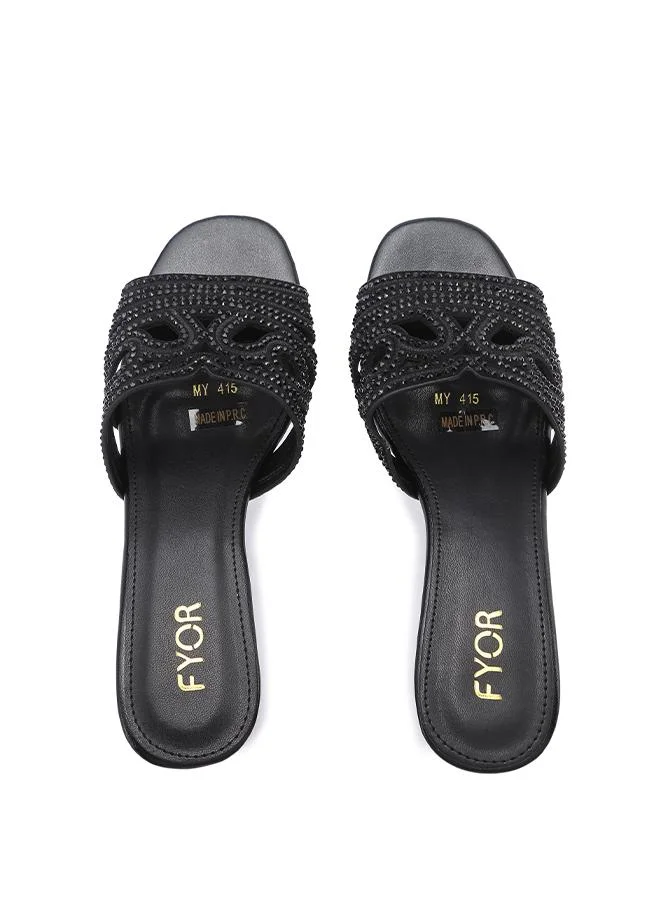 FYOR  Embellished Lattice Strap Block Heel MY 415 for Women | Best Price UAE