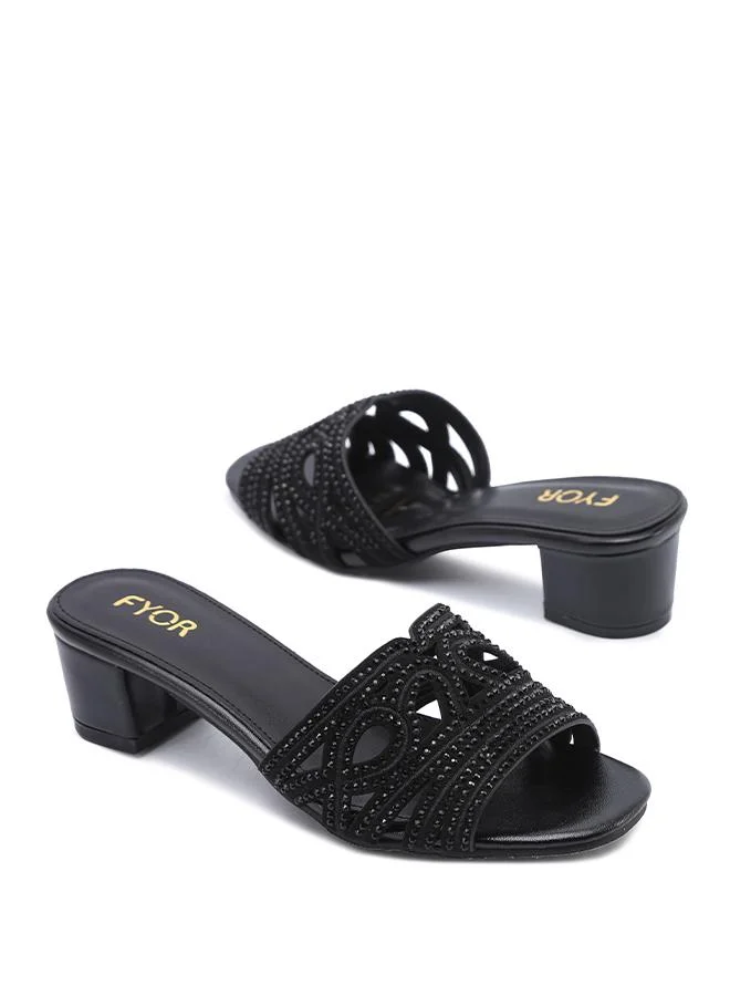 FYOR  Embellished Lattice Strap Block Heel MY 415 for Women | Best Price UAE