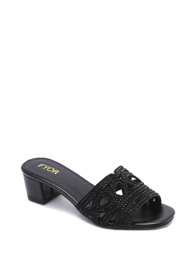 FYOR Embellished Lattice Strap Block Heel MY 415