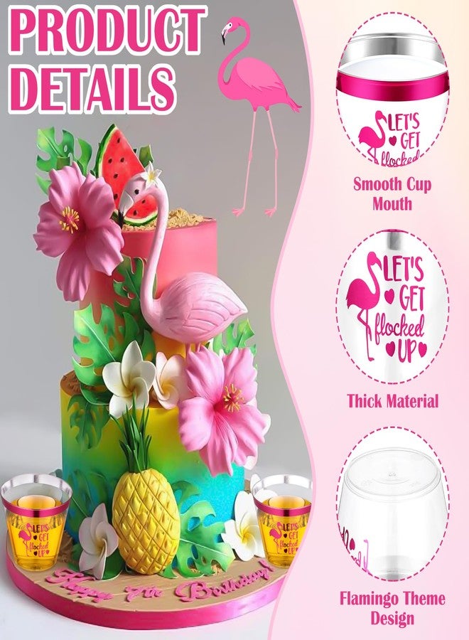 Jingmore 50 Pcs Flamingo Party Decorations 9 oz Flamingos Disposable Cups Clear Cup Let's Get Flocked up Bridal Shower Wedding Tumbler Hawaiian Luau Party Decor(Hot Pink) - Image 3
