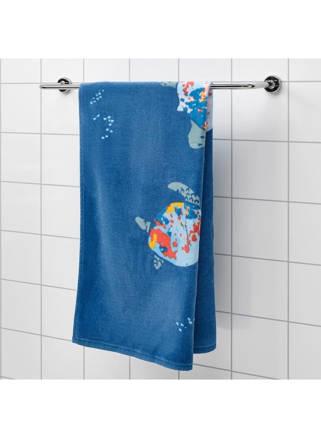 Bath towel, turtle pattern/dark blue, 70x140 cm  - Image 3