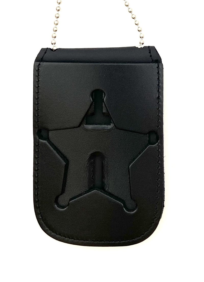 Perfect Fit Shield Wallets Florida Sheriff Five-Point Star or Ohio Sheriff Neck Badge and ID Holder Leather Black (Cutout PF185) - Image 1