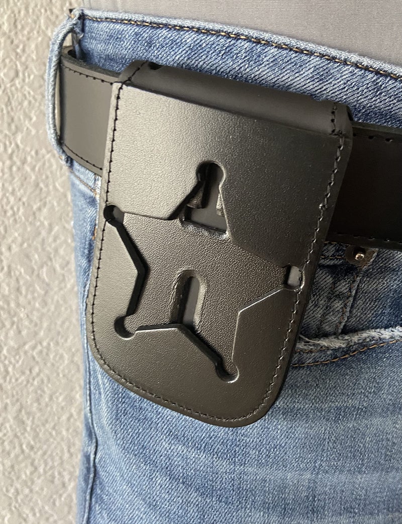 Perfect Fit Shield Wallets Florida Sheriff Five-Point Star or Ohio Sheriff Neck Badge and ID Holder Leather Black (Cutout PF185) - Image 4