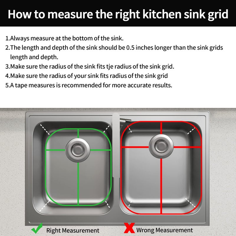SUZLON 2Pack Sink Protectors for Kitchen Sink 13"x16"and 11.2"x14.5",Stainless Steel Sink Grid, Sink Rack for Bottom of Sink, Rust Resistant Metal Sink Protector with Sink Strainer (Silver - Image 5
