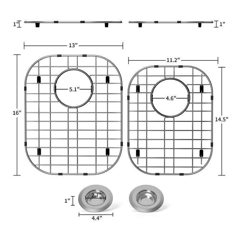 SUZLON 2Pack Sink Protectors for Kitchen Sink 13"x16"and 11.2"x14.5",Stainless Steel Sink Grid, Sink Rack for Bottom of Sink, Rust Resistant Metal Sink Protector with Sink Strainer (Silver - Image 2