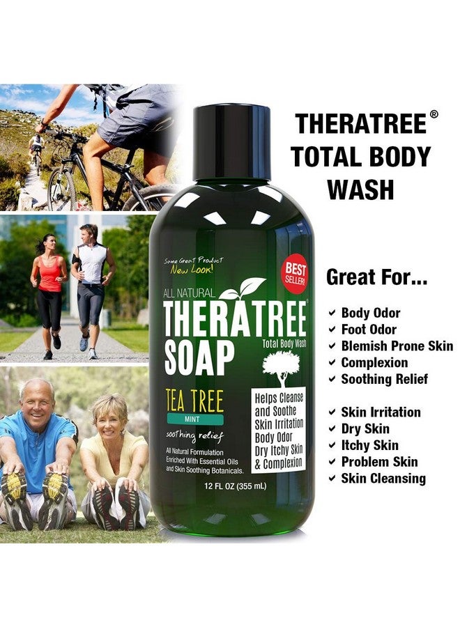 Oleavine TheraTree Tea Tree Oil Soap with Neem Oil - 12oz - Helps Skin Irritation, Body Odor, & Helps Restore Healthy Complexion for Body and Face TheraTree