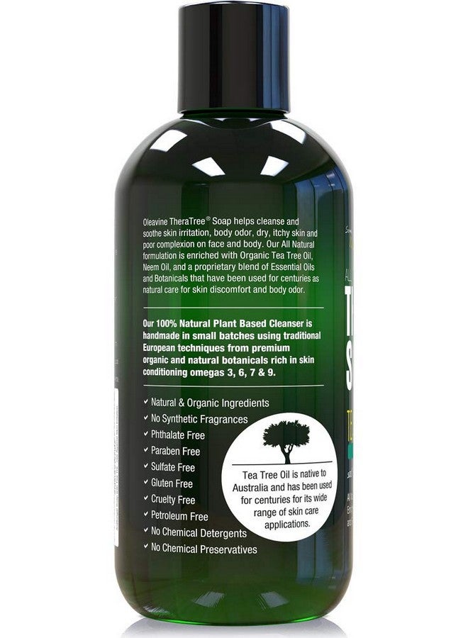 Oleavine TheraTree Tea Tree Oil Soap with Neem Oil - 12oz - Helps Skin Irritation, Body Odor, & Helps Restore Healthy Complexion for Body and Face TheraTree