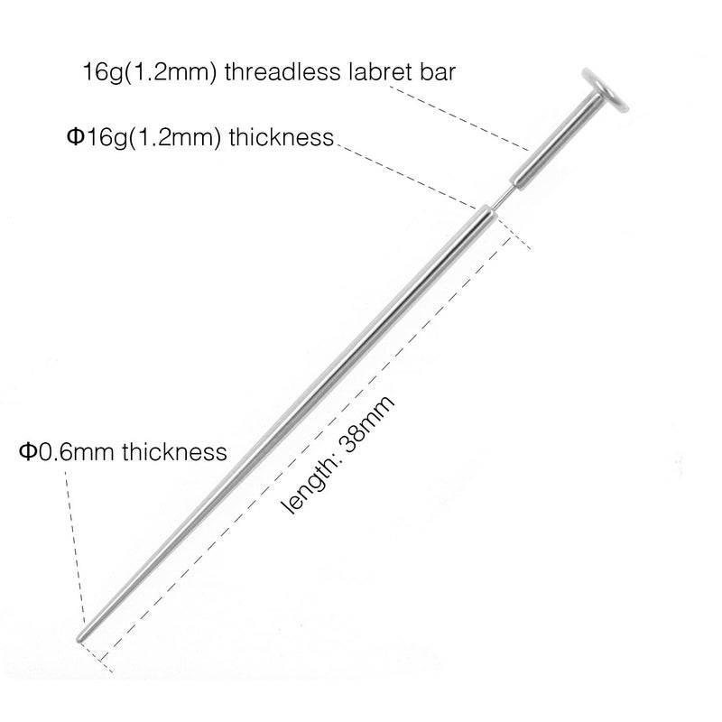 NewkeepsR 2PCS-14G/16G Implant Grade Titanium Piercing Threader Tool,Insertion Pin Taper for Threadless Labret Bar(1.6mm/1.2mm) - Image 3