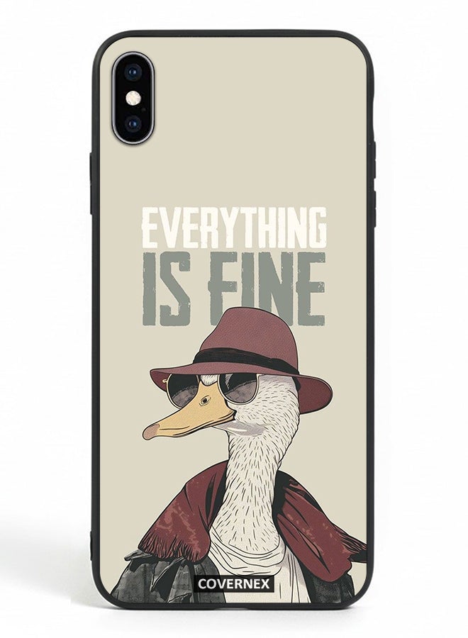 Covernex Apple iPhone Xs Max Protective Case Cover Printed Featuring Everything is Fine Stylish Ostrich - Image 2