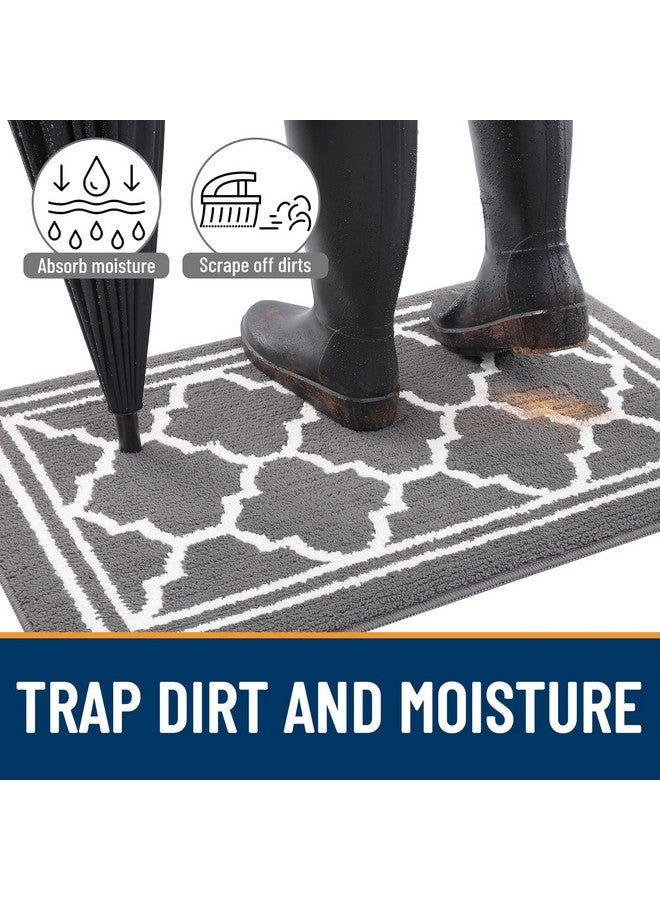 Buganda Indoor Door Mat, Dirt-Resistant and Absorbent Doormat, Anti-Slip, Low Profile Floor Mats for Inside Entryway, Front, and Back Door Entrance (32x20 Inches, Grey) - Image 1