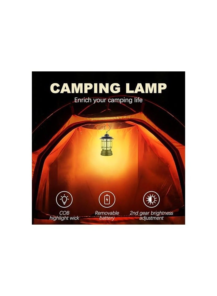 erorex Camping Light Lantern Battery Powered, Portable Outdoor Lamp, Hand & Hanging Waterproof Lantern Brightness Tent Light for Camping, Hiking, Fishing, Camping Gear Black  - Image 2