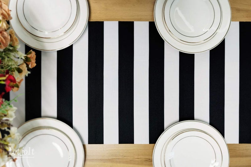Letjolt Table Runner Black and White Striped Pattern for Anniversary Runner Dinner Party Supplies Birthday Party Wedding Winter New Years Decorations 12x72 Inches - Image 2