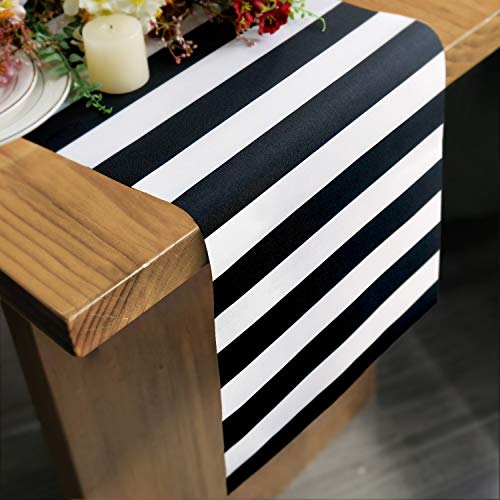 Letjolt Table Runner Black and White Striped Pattern for Anniversary Runner Dinner Party Supplies Birthday Party Wedding Winter New Years Decorations 12x72 Inches - Image 1
