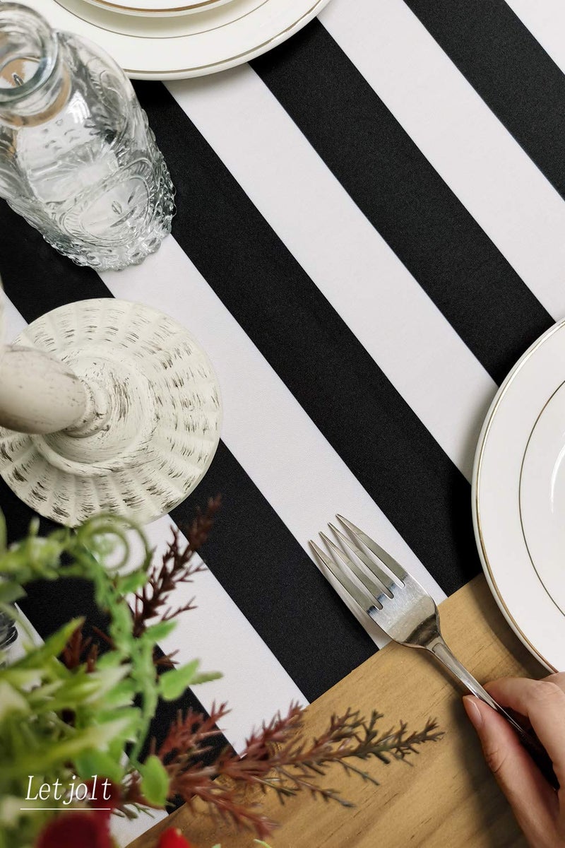 Letjolt Table Runner Black and White Striped Pattern for Anniversary Runner Dinner Party Supplies Birthday Party Wedding Winter New Years Decorations 12x72 Inches - Image 3