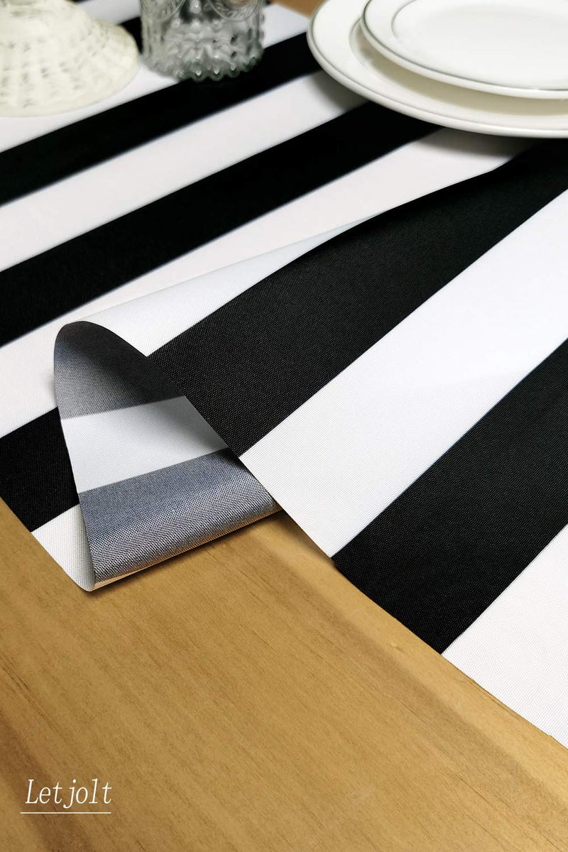 Letjolt Table Runner Black and White Striped Pattern for Anniversary Runner Dinner Party Supplies Birthday Party Wedding Winter New Years Decorations 12x72 Inches - Image 4