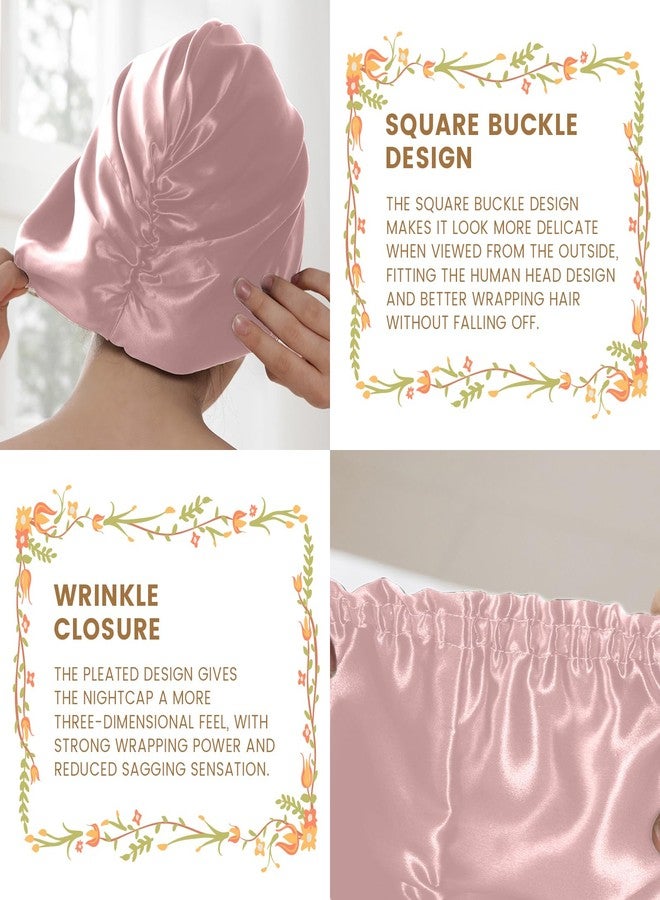 THXSILK 100% Mulberry Silk Bonnet for Sleeping Women Sleep Bonnet with Elastic Band Long Curly Hair Bonnet for Sleeping Women, Charming Pink - Image 3