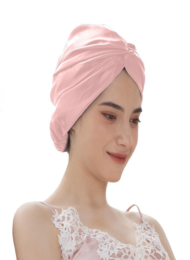 THXSILK 100% Mulberry Silk Bonnet for Sleeping Women Sleep Bonnet with Elastic Band Long Curly Hair Bonnet for Sleeping Women, Charming Pink - Image 1