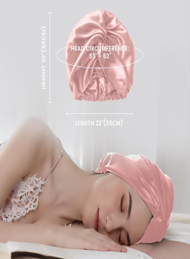 THXSILK 100% Mulberry Silk Bonnet for Sleeping Women Sleep Bonnet with Elastic Band Long Curly Hair Bonnet for Sleeping Women, Charming Pink - Image 4