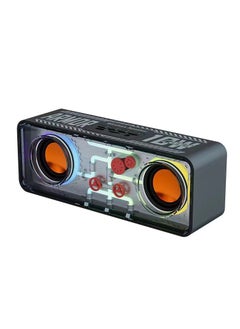 Table Black Cyberpunk colorful style wireless speaker, dual-speaker transparent mecha music player, colorful lighting style lightweight steel bass diaphragm speaker, TWS paired portable wireless speaker