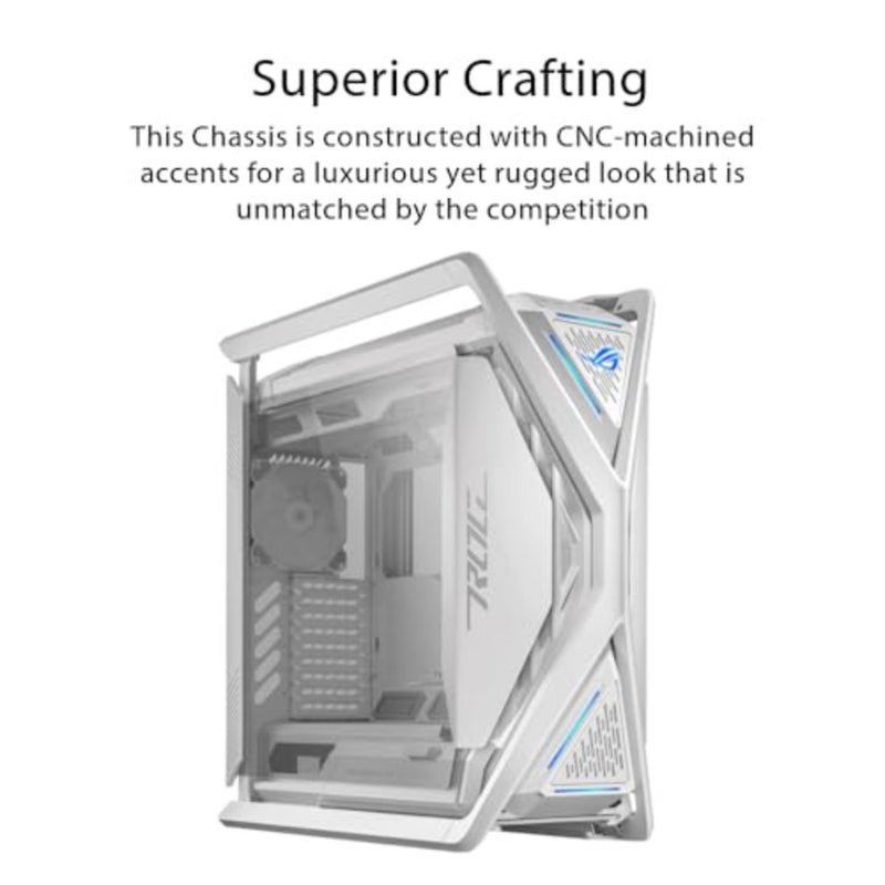 حقيبة كمبيوتر ROG Hyperion GR701 EATX كاملة البرج بهيكل شبه مفتوح، ولوحات جانبية خالية من الأدوات، وتدعم ما يصل إلى 2 × 420 مم من مشعات، وحامل بطاقة رسومات مدمج، و2X لوحة أمامية من النوع C - Image 2