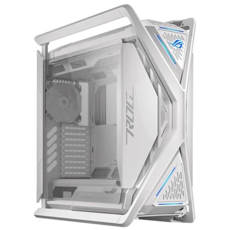 حقيبة كمبيوتر ROG Hyperion GR701 EATX كاملة البرج بهيكل شبه مفتوح، ولوحات جانبية خالية من الأدوات، وتدعم ما يصل إلى 2 × 420 مم من مشعات، وحامل بطاقة رسومات مدمج، و2X لوحة أمامية من النوع C - Image 1
