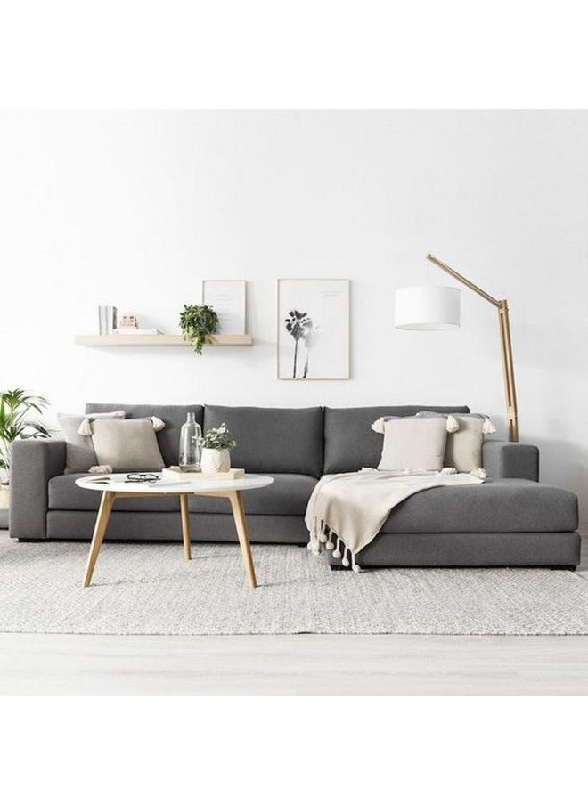 Homzmart - Linen and Swedish Wood L-Shape Sofa - Grey - Size: 300x90x180x85 CM - Image 1