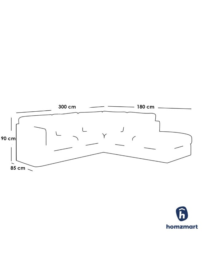 Homzmart - Linen and Swedish Wood L-Shape Sofa - Grey - Size: 300x90x180x85 CM - Image 1