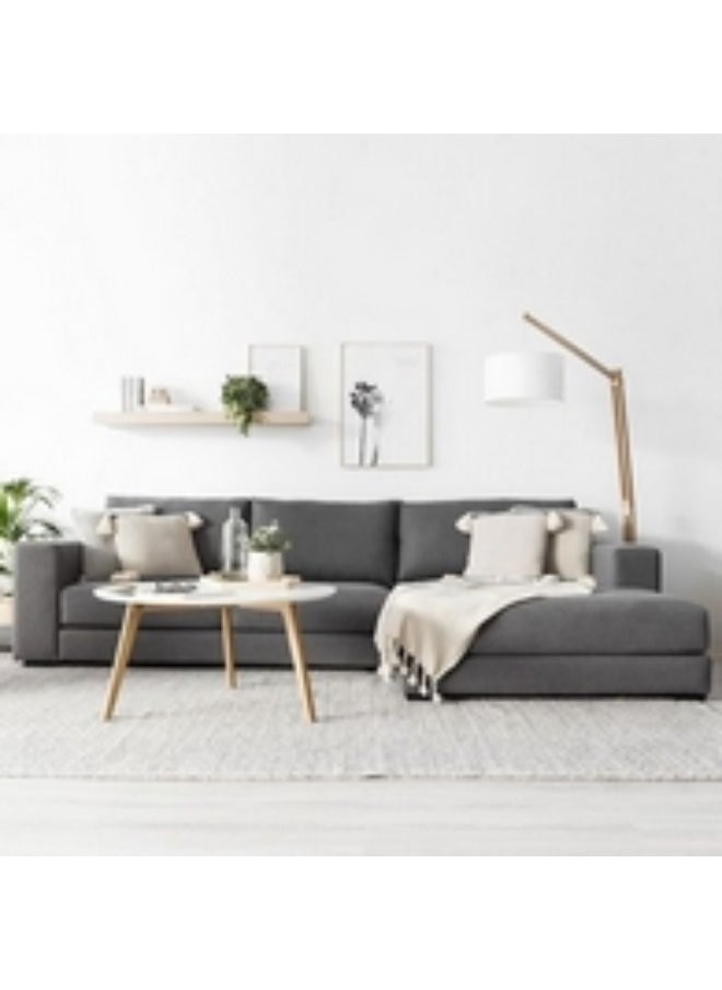 Homzmart - Linen and Swedish Wood L-Shape Sofa - Grey - Size: 300x90x180x85 CM - Image 1