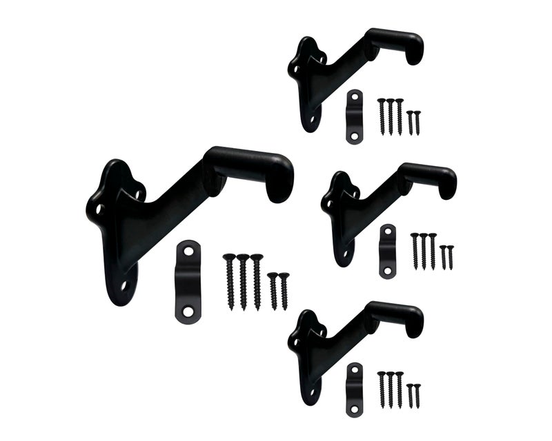 QCAA HandRail Brackets 3 Zinc Die Cast Matte Black 4 Pack Made in Taiwan - Image 2