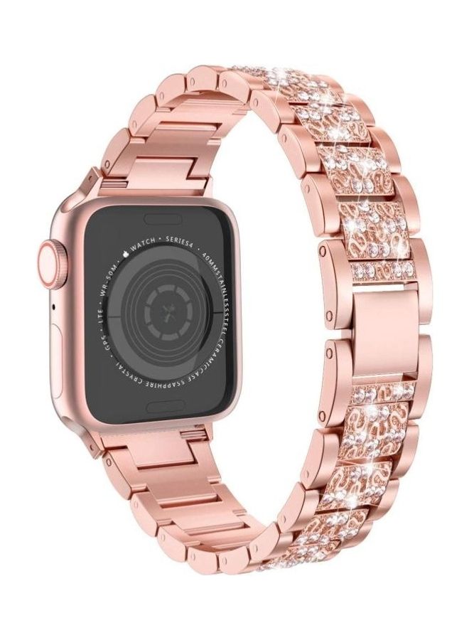 NIBEMINENT Ethnic Replacement Watchband for Apple Watch Series 1/2/3/4/5/6/7/SE 42/44/45mm Rose Gold - Image 1