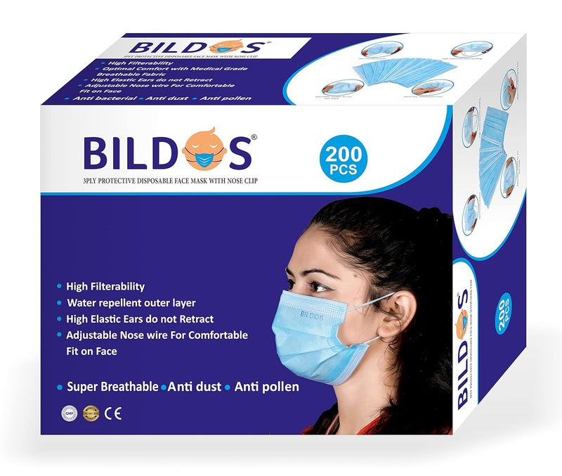 Bildos 3Ply Non-Woven Fabric Disposable Anti-pollution Dust Mask With Nose Clip for Unisex - Image 1