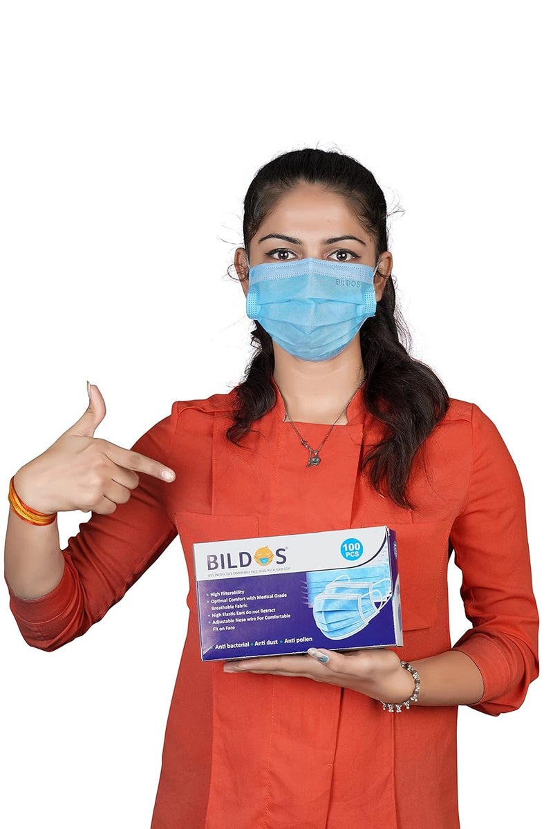 Bildos 3Ply Non-Woven Fabric Disposable Anti-pollution Dust Mask With Nose Clip for Unisex - Image 3
