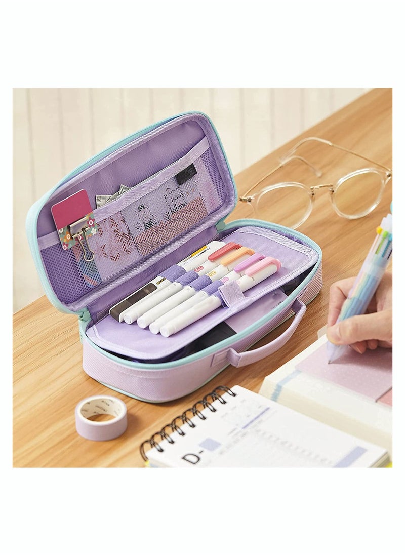 SYOSI - Pencil Case, SYOSI Cute Unicorn Pencil Pouch Medium Capacity Portable Multifunction Pen Bag with Compartments for Girls Kids Teen Purple - Image 1