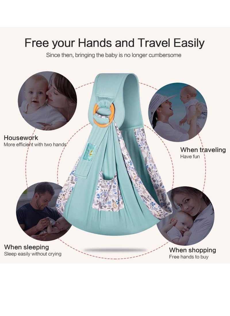 Baby Sling, Baby Wrap Carrier, Natural Cotton Baby Sling, Adjustable Breastfeeding Cover Cotton, Suitable for Newborns to 15Kg, Infants and Toddlers