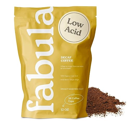 Fabula Coffee Decaf Dark Roast Freshly Ground  Organic  Low Acid  Single Origin  NonGMO  Mold Free  12 Ounces - Image 1