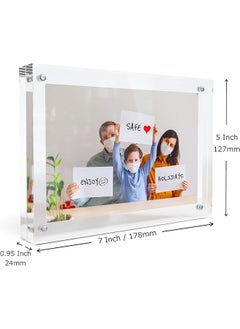 إيروريكس إطار صور أكريليك 5 × 7 مع إغلاق مغناطيسي من الكريستال ميموريز إطار صور مزدوج الجوانب بدون إطار من مادة لوسايت لعرض الهدايا التذكارية الزخرفية على سطح الطاولة للتذاكر والبطاقات البريدية والجوائز  - Image 2