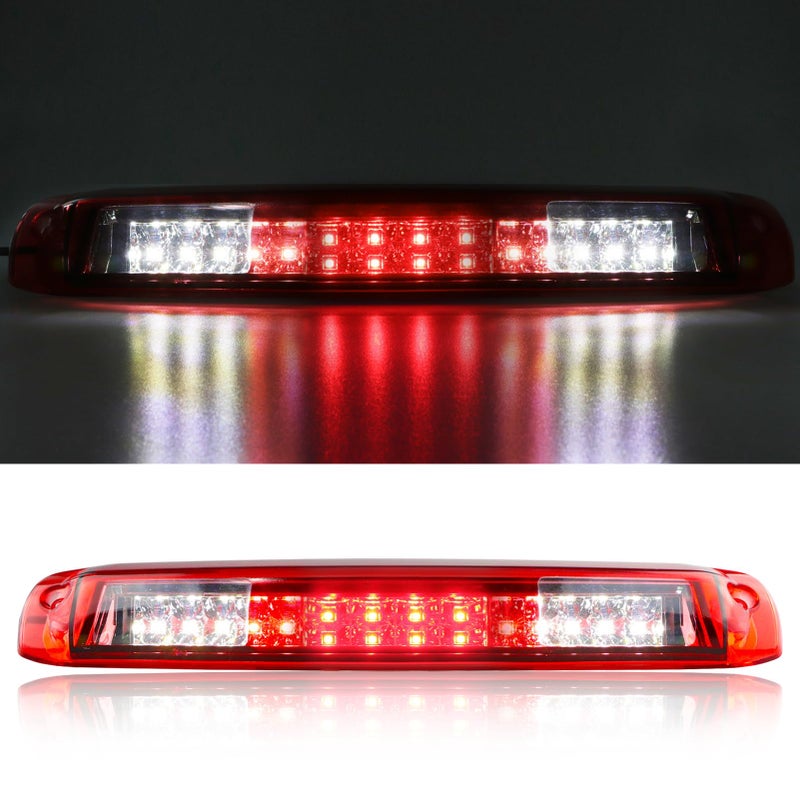 3rd Third Brake Light for 1999-2006 Chevy Silverado/GMC Sierra LED Cargo Light High Mount Lamp GMT800 Chrome Housing Red Lens