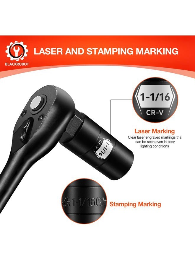 BLACKROBOT 7-Piece Oxygen Sensor Socket, 3/8" & 1/2" Drive 7/8" (22mm), 27mm, 29mm, O2 Sensor Remover Tool, Compatible with Oil Pressure Units, Thermal Sensor and Diesel Injectors, CR-V Steel - Image 5