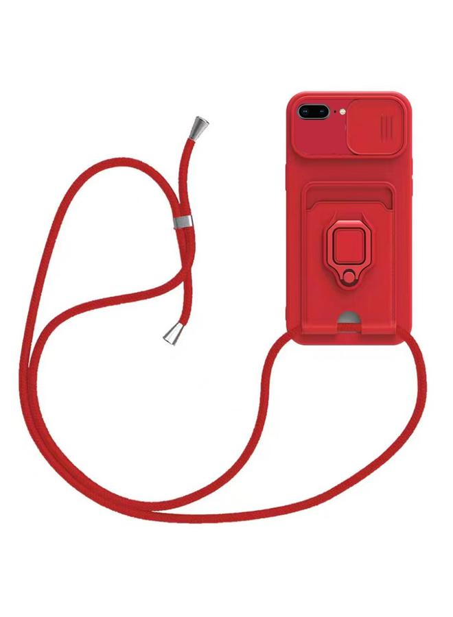 إيروريكس جراب لهاتف iPhone 7 Plus / 8 Plus مزود بحامل بطاقات مغناطيسي منزلق من السيليكون مع حبل - Image 1