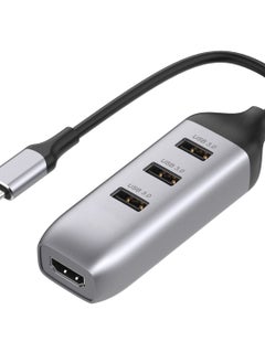 Generic USB C to HDMI Adapter with 3 USB 3.0 Ports, HDMI 4K Output, Compatible with MacBook Pro, iPad, XPS, Surface, Android, and More, DP Alternative Mode Required  - Image 1