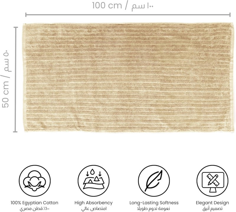 أريكا أرييكا غرين منشفة وجه بيج (طقم من 2) 100x50 سم - مصنوعة من 100% قطن مصري جيزة 86، ناعمة، متينة، وأنيقة. - Image 4