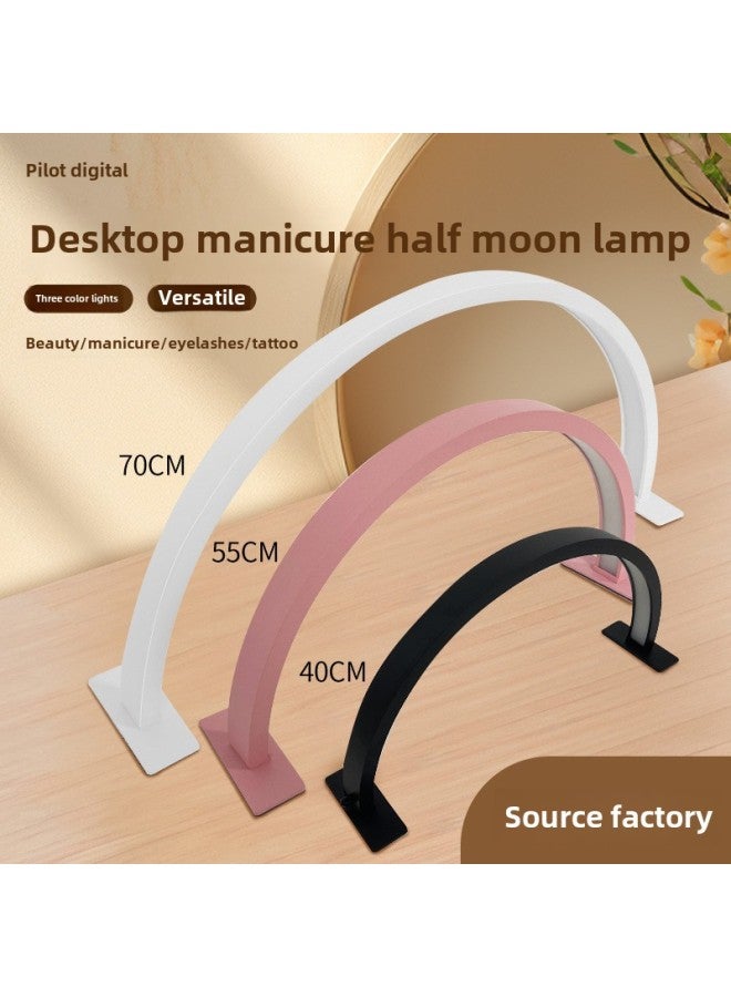 Explosions Three-color Warm Button Remote Control Arc Eyelash Lamp Beauty Salon Lighting U-shaped Desktop Half Moon Nail Lamp-Specifications:55cm  - Image 2